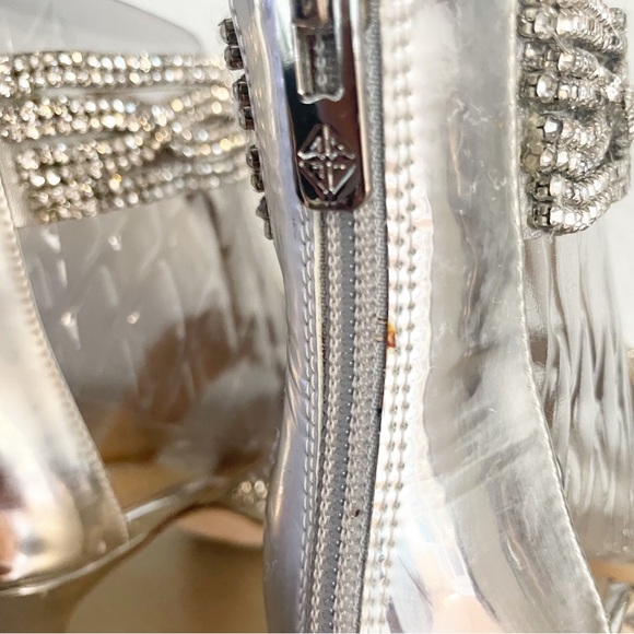 Antonio Melani silver rhinestone bling strappy heels size 8 - Picture 8 of 11